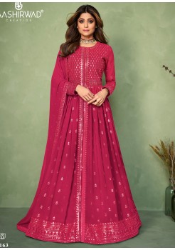 Pink  Real Georgette Gown